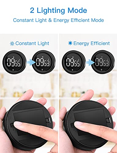 LIORQUE Digital Kitchen Timer, 99 Minute Magnetic Countdown Timer, Black | Large LED Display, 2 Brightness Levels, 3 Volume Levels, Productivity Timers for Classroom Cooking Fitness