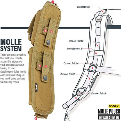WYNEX Tactical Molle Accessory Pouch, Backpack Shoulder Strap Bag Shoulder Tape Additional Bag Multifunctional Hunting Tools Pouch - color: Khaki (upgraded) - 2 Packs