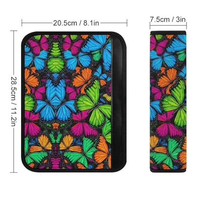 2 Piece Vibrant Rainbow Butterflies Car Seat Belt Pad Breathable Seat Belt Cushion for Child, Stroller Pushchair High Chair, Easy Install (No Tool) - color: Pattern 597