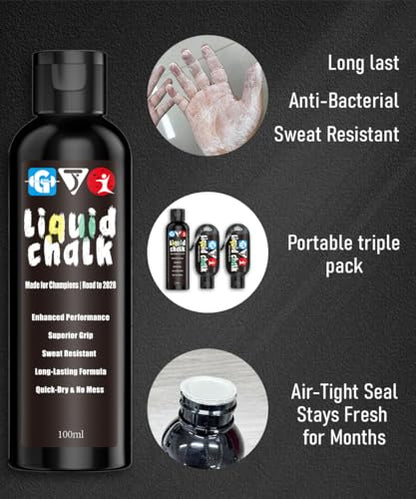 Liquid Chalk Mess-Free Gym Chalk 7’s Quick-Drying for Weightlifting, Gymnastics, Rock Climbing, Pole Dancing Sweat Resistant and Long Lasting for Stronger Hand - style: 2x48g+1x96g