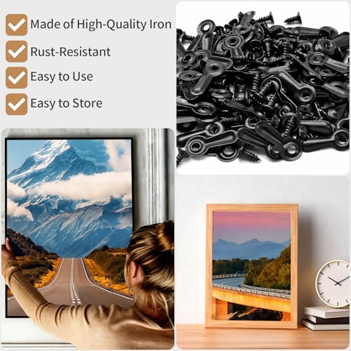100 Pcs Black Turn Button Fasteners for Picture Frame Backing with Screws | Picture Frame Backing Clips Hardware Sunshade Photo Frame Clip Picture Frame Hanging Hardware