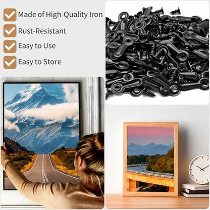 100 Pcs Black Turn Button Fasteners for Picture Frame Backing with Screws | Picture Frame Backing Clips Hardware Sunshade Photo Frame Clip Picture Frame Hanging Hardware