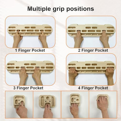 Climbing Hangboard Rock Climbing Training as Climbing Fingerboard with Jugs, Slopes and Edges, Pockets as Door Mounted Training Station Rock Climbing Pull Up Bar