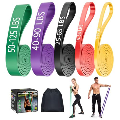 Dapofajo Resistance Bands for Working Out: Silicone 5-Level Exercise Bands, 3X Tear-Resistant, Pull Up Assistance - Physical Therapy & Strength Training for Men & Women