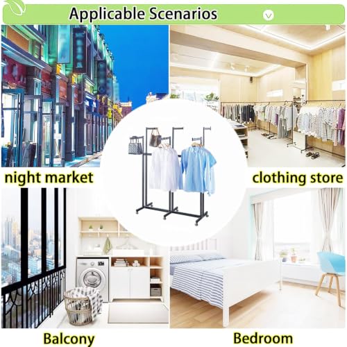 Floor Standing Metal Garment Rack - Heavy Retail Display Racks With Wheels | 8 Arms Clothing Rack, Square Tubing Portable Shirt Rack, Merchandise Display RackFor Hanging Clothes (L-White) - color: L-White