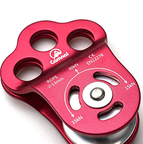 Climbing Pulley, 30KN/6613lbs Three Holes Single Pulley, Built-in Ball Bearing for 13mm Rope Rescue Hauling