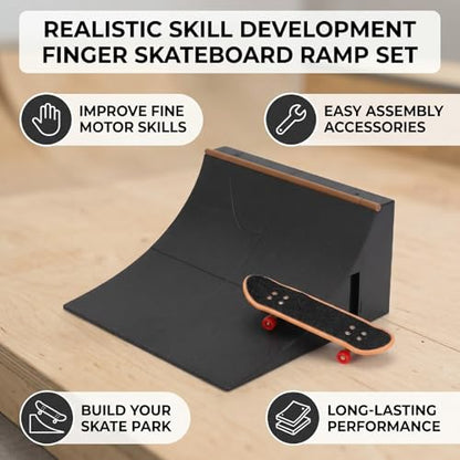 Alomejor Fingerboard Skate, Finger Skateboard Ramp Kit with Accessories for Coordination Skill Development and Dexterity Enhancement Finger Skateboard Toys Fingerboard Toys (B)