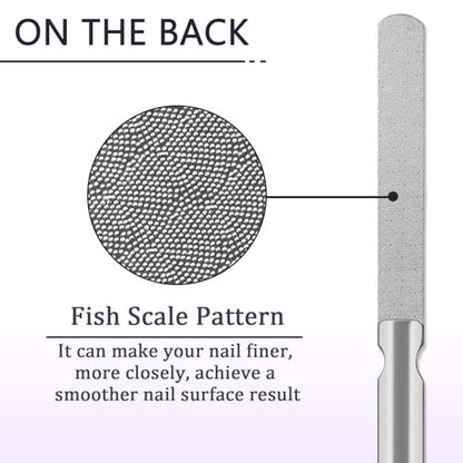 LNAUJS 3 Pack Round Tip Stainless Steel Nail File, 4.76 inches (12.1 cm) Length, 0.43 inches (1.1 cm) Width, 2 Different Grit Surfaces for Various Occasions.