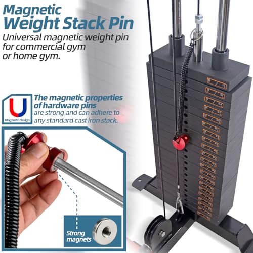 Universal Weight Stack Pin Magnetic for Commercial Gym or Home Gym Club | Heavy Duty Magnetic Weight Stack Pin, Universal Gym Weight Pin Insert with Pull Rope for Plate Apertures Above 10.5 mm