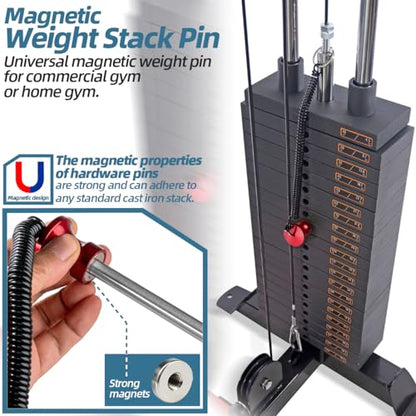 Universal Weight Stack Pin Magnetic for Commercial Gym or Home Gym Club | Heavy Duty Magnetic Weight Stack Pin, Universal Gym Weight Pin Insert with Pull Rope for Plate Apertures Above 10.5 mm