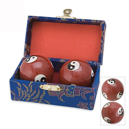 JapanBargain, Set of 2 Chinese Baoding Balls Hand Exercise Therapy Balls Stress Reliefe Balls, (Red) - color: Red