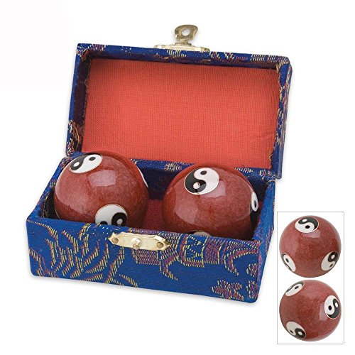 JapanBargain, Set of 2 Chinese Baoding Balls Hand Exercise Therapy Balls Stress Reliefe Balls, (Red) - color: Red