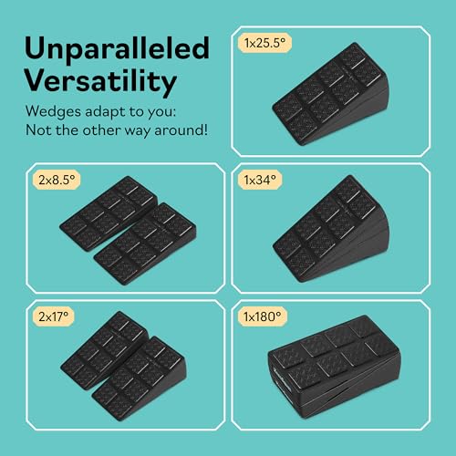 Squat Wedge Block Set of 3/5 - 960 LBS Capacity - Slant Board for Calf Stretching with 5 Stackable Angles - Calf Stretcher Slant Board - Workout Equipment - EPP Material for Exercise Equipment & Physical Therapy - color: Black&Red