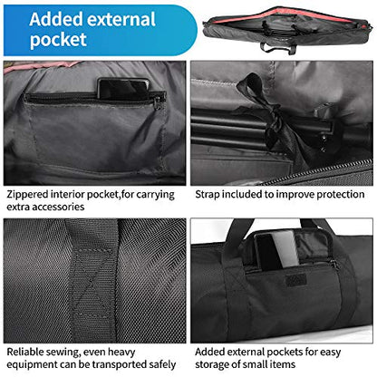 HEMMOTOP Tripod Carrying Case, 39x7in All Sides Thick Padded Tripod Bag with Shoulder Strap and Handle, Heavy Duty Light Stand Bag with Two Zippered Pockets for Pool Cue, Speaker Stand -R10018 - size: 39" L x 7" D