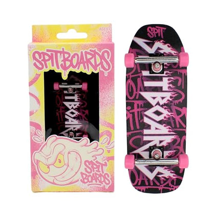 SPITBOARDS® 34mm Fingerboard Oldschool Cruiser Pro Complete Setup, Pre-Assembled 5-Layer Wood, Pro Trucks, Soft Urethane 60D Bearing Wheels, Real-Wear Graphics, Lasered Foam Tape 'Heavy-Metal' - color: Heavy-metal