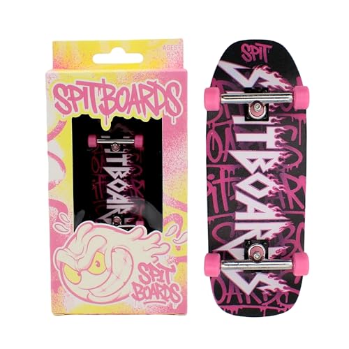 SPITBOARDS® 34mm Fingerboard Oldschool Cruiser Pro Complete Setup, Pre-Assembled 5-Layer Wood, Pro Trucks, Soft Urethane 60D Bearing Wheels, Real-Wear Graphics, Lasered Foam Tape 'Heavy-Metal' - color: Heavy-metal