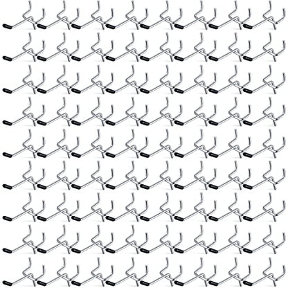 Moxweyeni 100 Pcs Pegboard Hooks Peg Board Organizer Accessories Holders Hanging Stainless Steel Display Wall Hooks for 1/8 and 1/4 Pegboard Wall for Garage Storage Tools(2 Inch) - size: 2 Inch