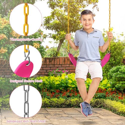 Sunnyglade 2PCS Swings Seats Heavy Duty with 66" Chain, Playground Swing Set Accessories Replacement with Snap Hooks, Support 250lb (2, Pink) - color: Pink