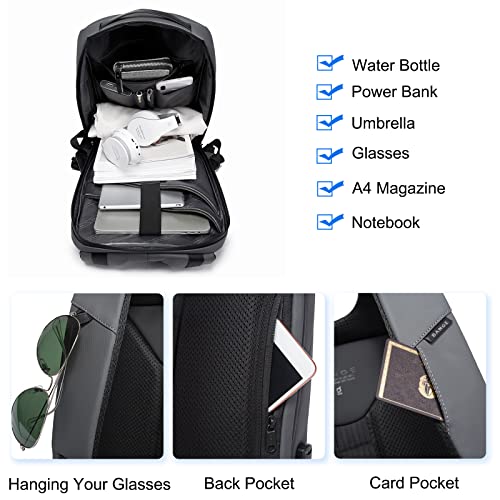 FANDARE Anti-Theft Backpack Business Daypacks fits 15.6 Inch Laptop Travel Large Backpack with USB Charging Port Waterproof Computer Bag Bookbag for Women Men Notebook Black - color: Black