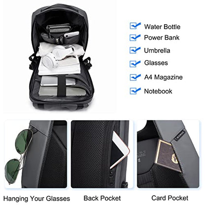 FANDARE Anti-Theft Backpack Business Daypacks fits 15.6 Inch Laptop Travel Large Backpack with USB Charging Port Waterproof Computer Bag Bookbag for Women Men Notebook Black - color: Black