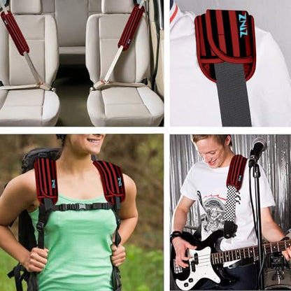 Ultra Thick & Breathable Universal Shoulder Pad Cushion for Bag - Long & Comfort - color: Black Red Black Stripes