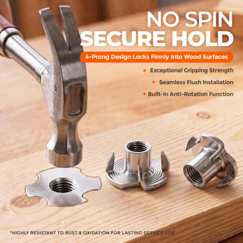 1/4"-20 T-Nut Installation Kit with Drill Guide, 16-Set 304 Stainless Steel | Complete installation kit with drill guide for straighter holes, secure fastening, and faster DIY assembly