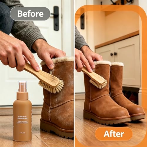 Shoe Cleaner Kit for Suede Boots, Includes Cleaner and Waterproof Protector Spray, Suede Brush, Eraser, Ideal for Cleaning Nubuck, Sheepskin, Sneakers, Boots Care
