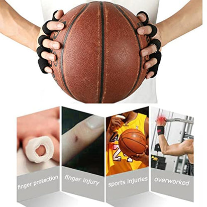 20 PCS Finger Sleeves Protectors, Sport Finger Sleeves Thumb Brace Support Finger Brace Elastic Thumb Sleeves (Black+Red) - color: Black,red
