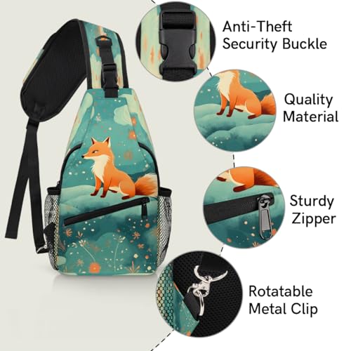 Fox Animals Sling Bags for Women Men, Waterproof Crossbody Sling Backpack Travel Outdoor Sports Chest Bag - color: White