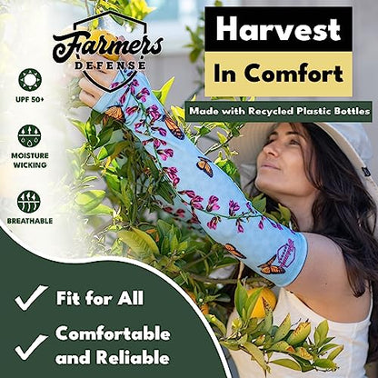 FARMER'S DEFENSE Gardening Arm Sleeves|UV Cooling Protective Sleeve Women & Men|Anti-Scratch Cover Sun UPF Outdoor Protection - Green Brush Camo - XS - color: Green Brush Camo, size: X-Small
