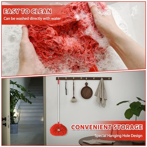 FONUNO Ceiling Fan Cleaner Duster High Ceiling Extended Fan Blade Cleaner | Reusable Microfiber Ceiling Fan Duster with Extension Handle from 13 to 50 Inch for Furniture Bookshelves Wall Door, Red - color: Red