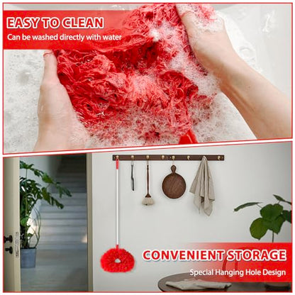FONUNO Ceiling Fan Cleaner Duster High Ceiling Extended Fan Blade Cleaner | Reusable Microfiber Ceiling Fan Duster with Extension Handle from 13 to 50 Inch for Furniture Bookshelves Wall Door, Red - color: Red