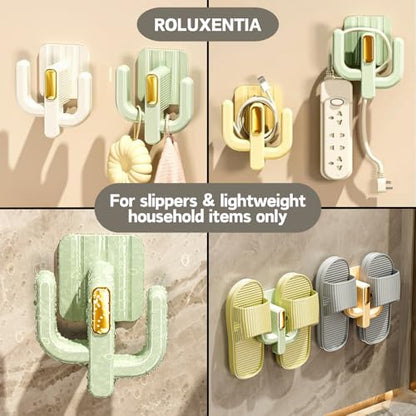 4 Pack Wall Mounted Shoe Rack - Premium Hanging Shoe Organizer Shelf with Sticky Hanging Mounts, Door Hooks for Slippers Keys Bags Storage - White & Yellow