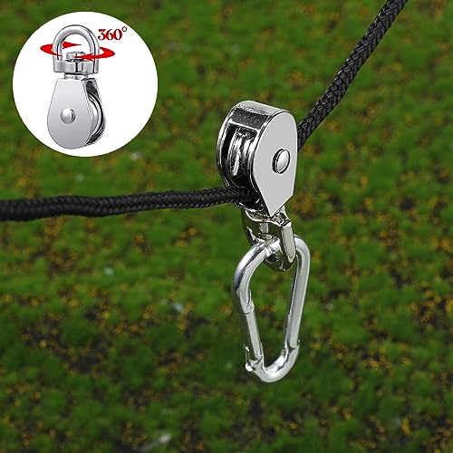 Shappy Pulley Block System Set, M20 Pulley Wheel Stainless Steel with 66ft Nylon Rope and Hooks, Swivel Lifting Wire Rope Cable Roller for Lifting Hanging(42 Pcs)