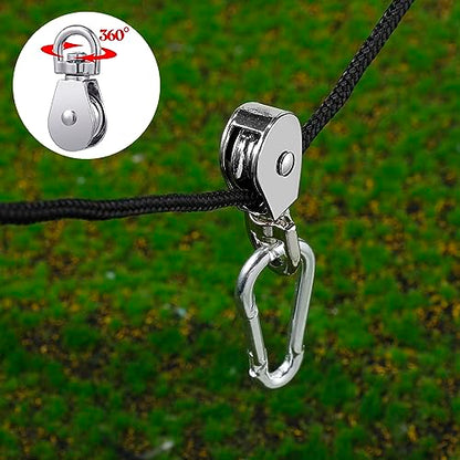 Shappy Pulley Block System Set, M20 Pulley Wheel Stainless Steel with 66ft Nylon Rope and Hooks, Swivel Lifting Wire Rope Cable Roller for Lifting Hanging(42 Pcs)