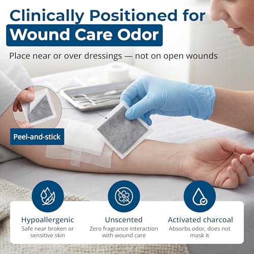 SMELLRID Activated Charcoal Odor Absorber Pads | 12 Unscented Adhesive (4"x4") Charcoal Pads for Body Odor, Flatulence & Personal Care Environments
