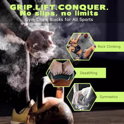 Gym Chalk Magnesium for Weight Lifting Chalk Powder，Magnesium Carbonate Athletic Chalk Block 8 Pcs Gifts for Rock Climbers Excellent Grip, Chalk Block for Gymnastics, Bouldering,Rock Climbing