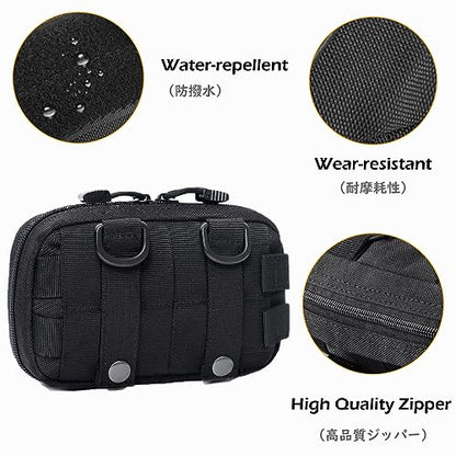 Molle Pouches Tactical Admin EDC Gear Utility Pouch Waist Bags for Small Tool Horizontal Modular Organization - color: 01 Black