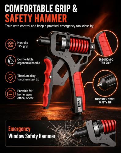 Adjustable Digital Counting Hand Grip Strengthener, 11-363 lbs | Double Spring Grip Strength Trainer, Smart Electronic Counter, 11-363 lbs Forearm Exerciser For Climbing And Fitness - color: Red