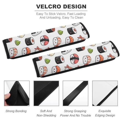 2 Pack Universal Fit Seat Belt Shoulder Pad for Kids, Car Seats Pushchair Strollers High Chair Pushchair, Sushi Shoulder Protector, Anti-Slip Pad - color: Pattern 154