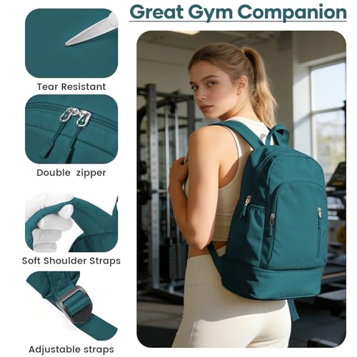 Gym Backpack for Women, Dance Volleyball Backpacks With Shoe Compartment | For Yoga Fitness Beach Hiking Sports - color: Peacock Blue