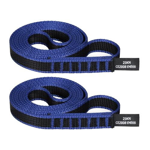18mm Nylon Climbing Sling Runner 23KN CE2008/EN566 Certified - Webbing Straps for Outdoor Rock Climbing, Rappelling, Swing, Yoga Hammock etc - color: Light blue, size: 90cm/ 36inch |Pack of 2