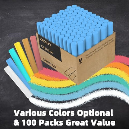 Blue Chalk 100PCS, Low Dust Chalks Stick Bulk for Chalkboard Blackboard Non-Toxic - color: Blue - 100PCS