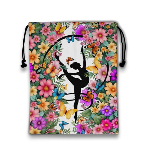 Gym Silhouette Art Grip Bag for Gymnasts Outdoor Sports Small Gymnastic Drawstring Bag - color: Gym Silhouette-multi
