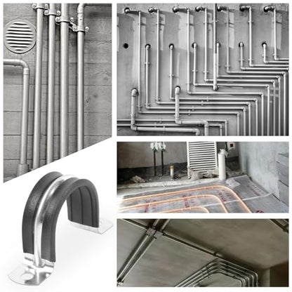 1-1/4 Inch Reinforced Rigid Pipe Strap, 2 Holes U Bracket Cable Clamp Hanger, Rubber Cushioned Insulated Clamp, Conduits Strap Clamps for Pipe Fixing on Various Surfaces, 10 PCS(32 mm) - size: 1-1/4 inch (10 pcs)