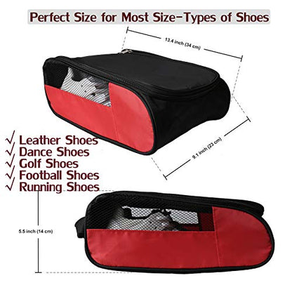 Outdoor Golf Shoes Bags Travel Shoes Bags Zippered Sport Shoes Bag (Red) - color: Red