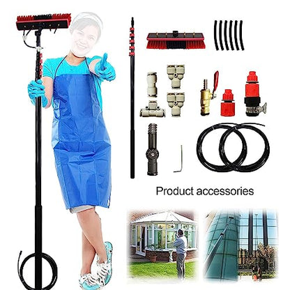36FT/10.8m Water Fed Pole & Backpack/Window Cleaning Telescopic Brush/Extendable Window Washer Conservatory roof Cleaner Water fed Pole Photovoltaic Panel Cleaning - color: 35cm Brush Head, size: 36FT/10.8M