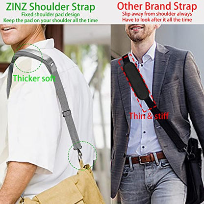 ZINZ Shoulder Strap 58" Ultra-Thick Fixed Padded and Adjustable Buckles Crossbody Strap for Briefcase Laptop Bag Luggage - color: Gray