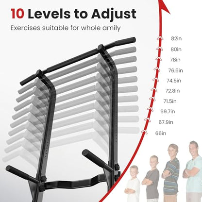 Dskeuzeew Pull Up Bar Free Standing for Multi-Function Home Gym Strength, Pull Up Dip Station Assistive Trainer Height Adjustable, Power Tower Training Heavy-Duty Fitness Equipment - color: Black