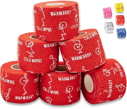 WARM BODY COLD MIND 1.85" Weightlifting Thumb Tape - Hook Grip Tape for Powerlifting, Cross Training, Gym Tape, Workout, Weight Lifting Tape, Athletic Finger Wrap (Red 6 Rolls) - color: 6 Rolls Red